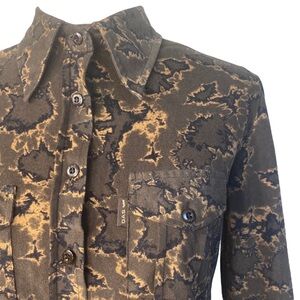 GAS Jeans Italian camo acid wash long sleeve button down shirt women's size M